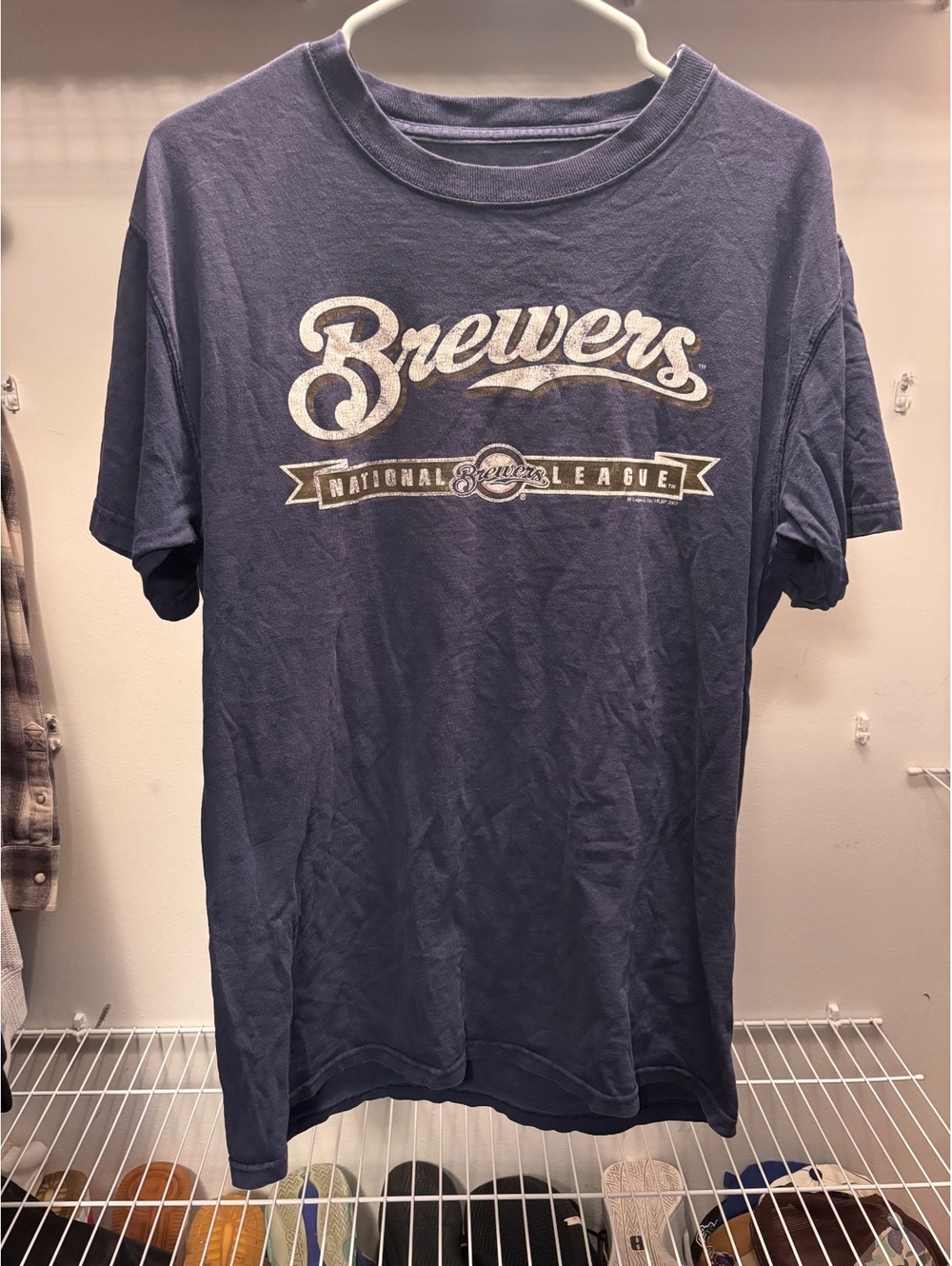 Milwaukee Brewers National League Blue Cotton T-Shirt Medium
